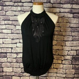 Chenault Black High Neck Top Size Small